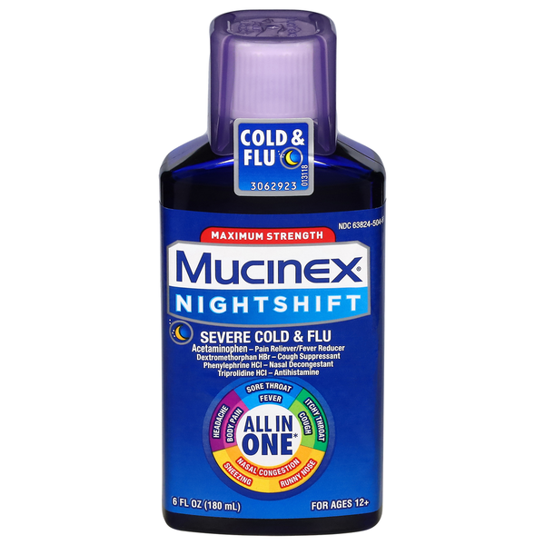 Cold, Flu & Allergy Mucinex Cold & Flu, Nightshift, Maximum Strength hero