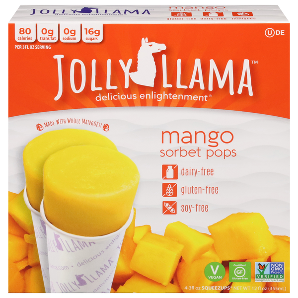 Frozen Dessert Jolly Llama Mango Sorbet Pops hero