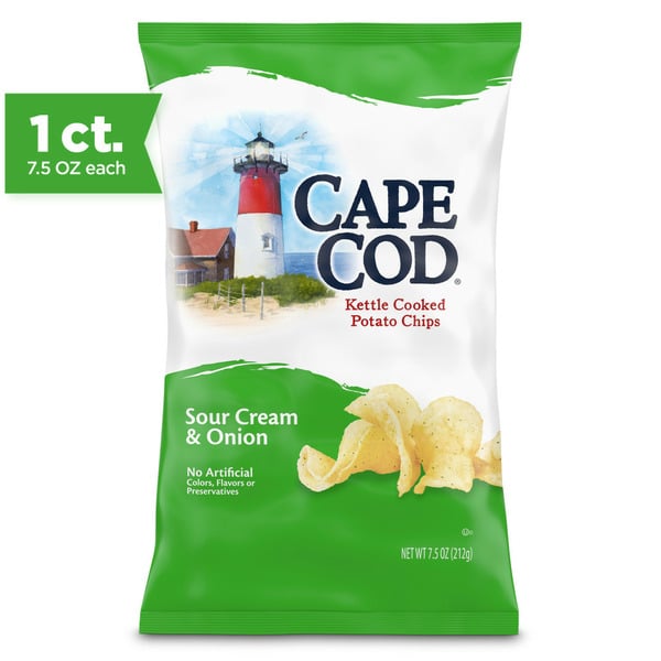 Chips & Pretzels Cape Cod Sour Cream and Onion Kettle Cooked Potato Chips hero