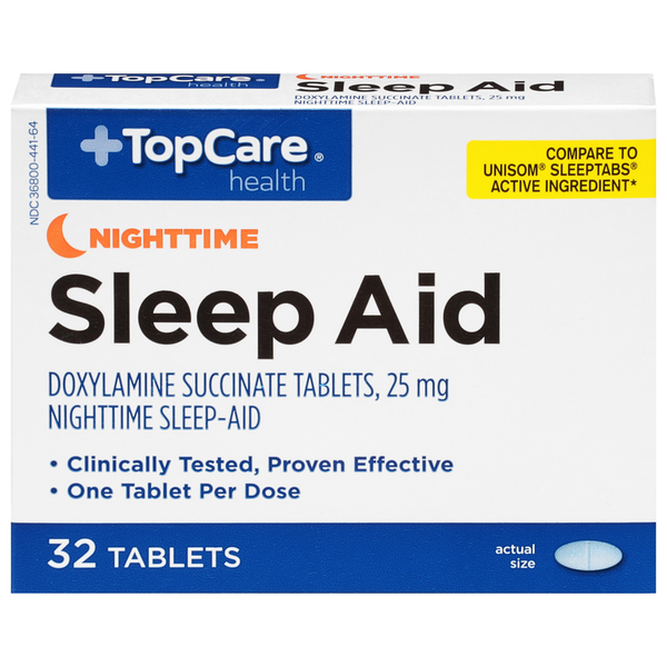 Stress & Sleep Aids TopCare Sleep Aid, Nighttime, 25 mg, Tablets hero