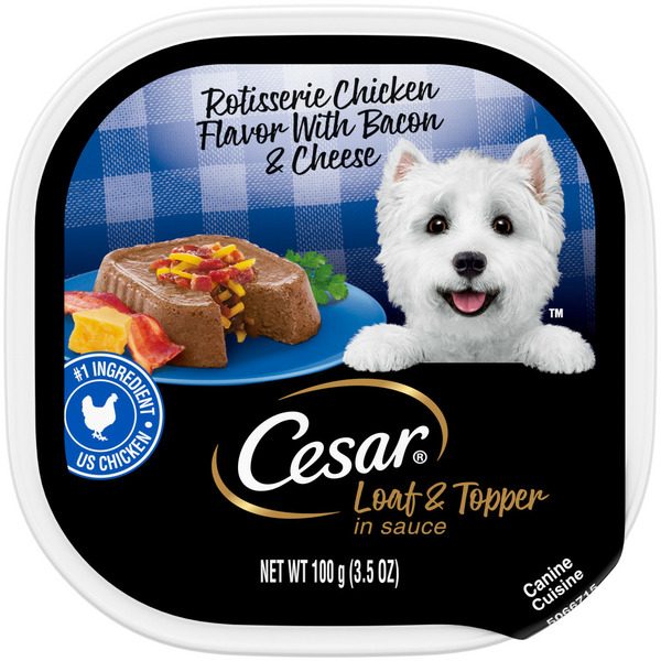 Dog Food & Care Cesar Loaf & Topper in Sauce Soft Wet Dog Food Chicken with Bacon & Cheese hero