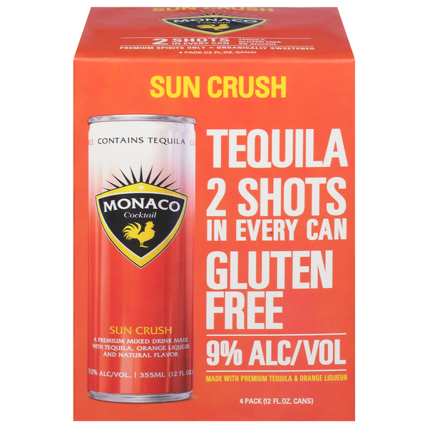 Spirits Monaco Cocktail, Sun Crush, 4 Pack hero