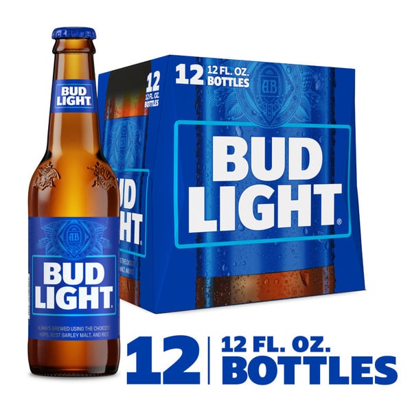 Domestic Beer Bud Light American Lager Beer 12 Pack, 12 fl oz Bottles hero