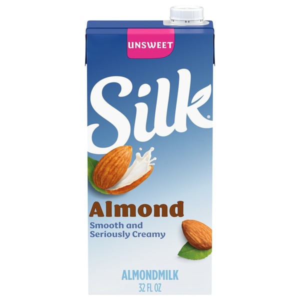 Soy & Lactose-Free Silk Unsweetened Almond Milk, Shelf Stable, Dairy Free, Lactose Free, Gluten Free hero