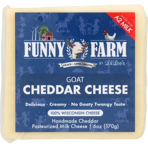 Packaged Cheese Funny Farm By Laloo's Fresh Goat Cheese - Cheddar hero