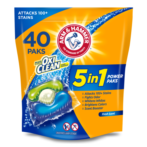 Laundry Arm & Hammer OxiClean Stain Fighters Fresh Scent 3-in-1 Power Paks Deep Cleaning hero