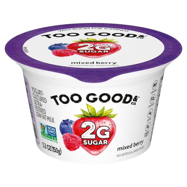 Yogurt Too Good & Co. Mixed Berry Flavored Low Fat Greek Yogurt Cultured Product Cup hero