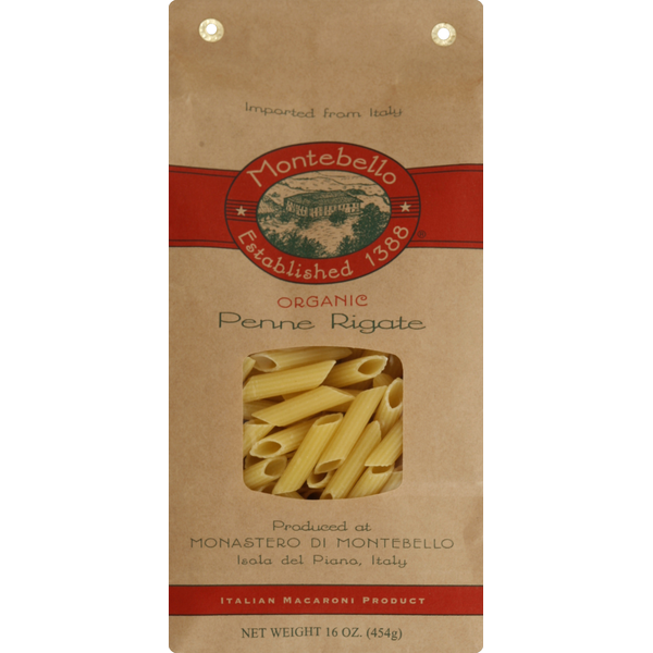 Dry Pasta Montebello Penne Rigate, Organic hero