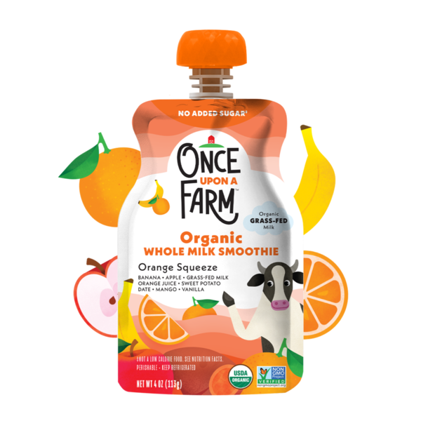 Once Upon a Farm Organic Whole Milk Smoothie, Orange Squeeze Pouch hero