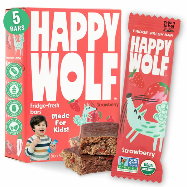 Candy & Chocolate Happy Wolf Fridge-Fresh Kids Snack Bars, Strawberry hero