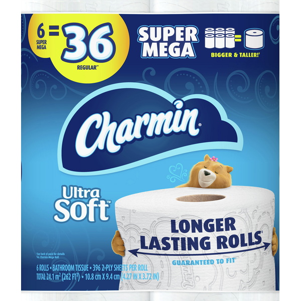 Paper Goods Charmin Ultra Soft Toilet Paper Super Mega Roll hero