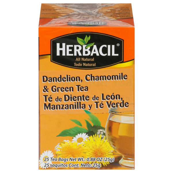 Herbacil Dandelion, Chamomile & Green Tea, Tea Bags hero