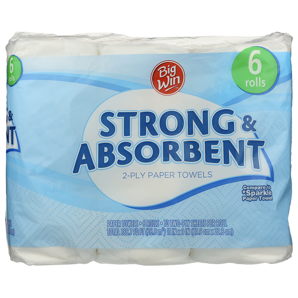 Paper Goods Rite Aid Big Win Strong & Absorbent 2 Ply Paper Towels 6 Pack hero