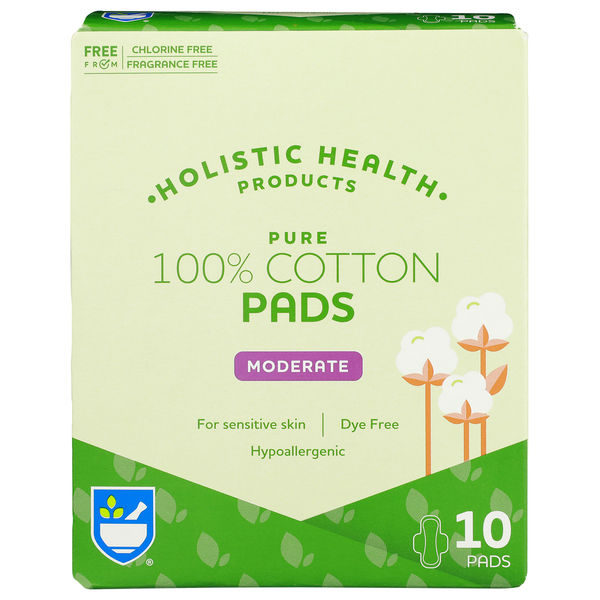 Feminine Care Rite Aid Pure 100% Cotton Pads, Moderate Absorbency, 10 Pads hero