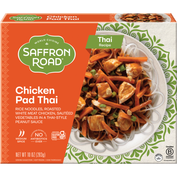 Frozen Meals Saffron Road Chicken Pad Thai, Gluten-Free, Asian Meal, Frozen Dinner hero