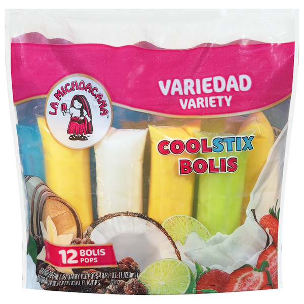 Ice Cream & Ice La Michoacana Frozen Fruit & Dairy Ice Pops, Coolstix, Variety hero