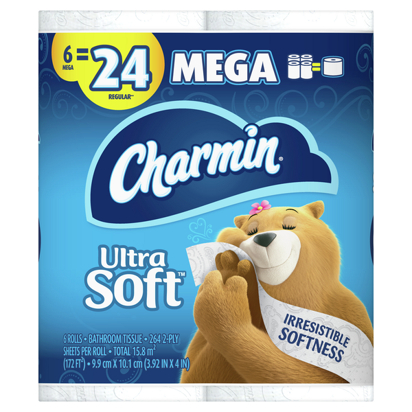 Paper Goods Charmin Ultra Soft Toilet Paper 6 Mega Rolls hero