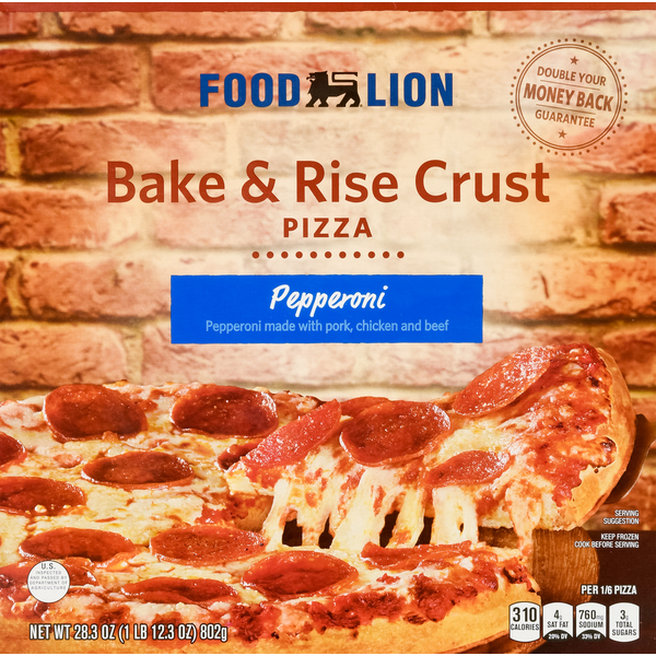 Frozen Pizza Food Lion Pizza, Bake & Rise Crust, Pepperoni hero