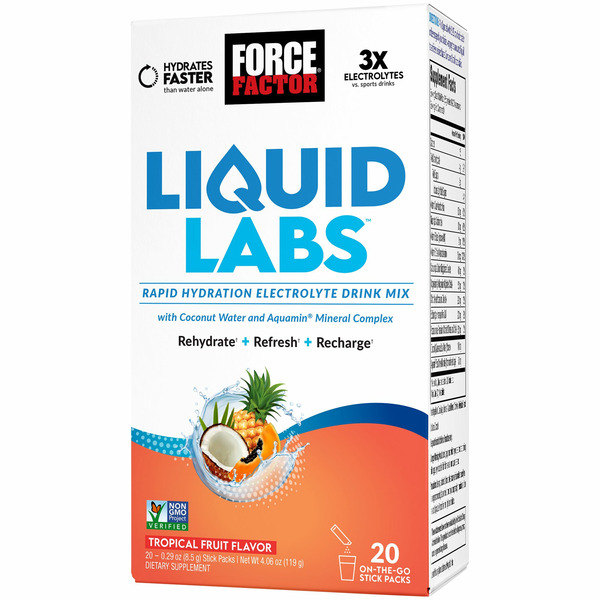 Energy & Endurance Force Factor Electrolyte Drink Mix, Rapid Rehydration, Tropical Fruit Flavor hero