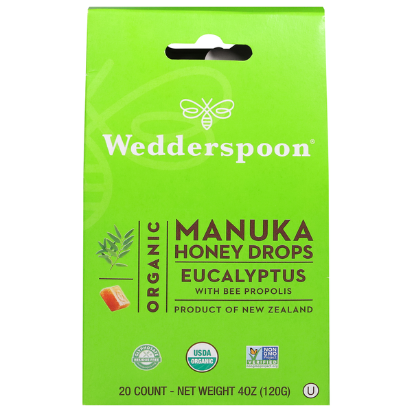 Dietary Supplements Wedderspoon Honey Drops, Organic, Manuka, Eucalyptus hero