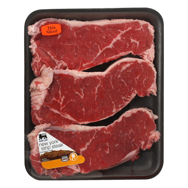 Fresh Beef, Lamb, Veal New York Strip Steak Thin Boneless hero