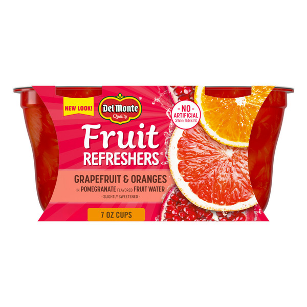 Instant Foods Del Monte Fruit Refreshers Grapefruit & Oranges in Pomegranate Flavored Fruit Water Plastic Fruit Cup Snacks hero