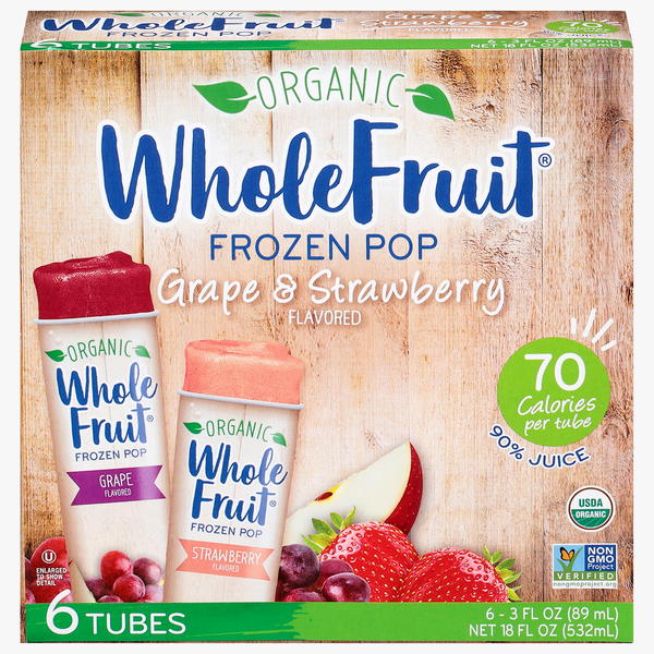 Ice Cream & Ice Whole Fruit Organic Pops Strawberry, Grape hero