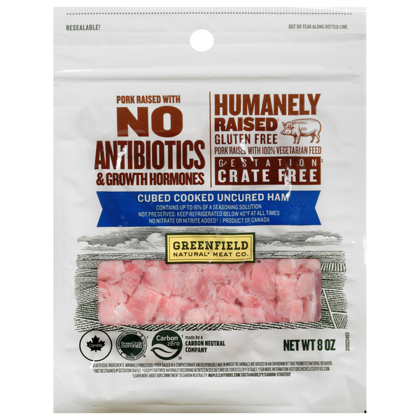 Packaged Meat Greenfield Natural Meat Co. Cubed Cooked Uncured Ham hero