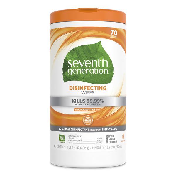 Cleaning Products Seventh Generation Disinfectant Wipes Lemongrass Citrus hero