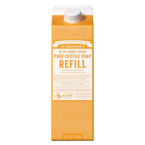 Dr. Bronner's Citrus, Pure-Castile Liquid Soap Refill hero