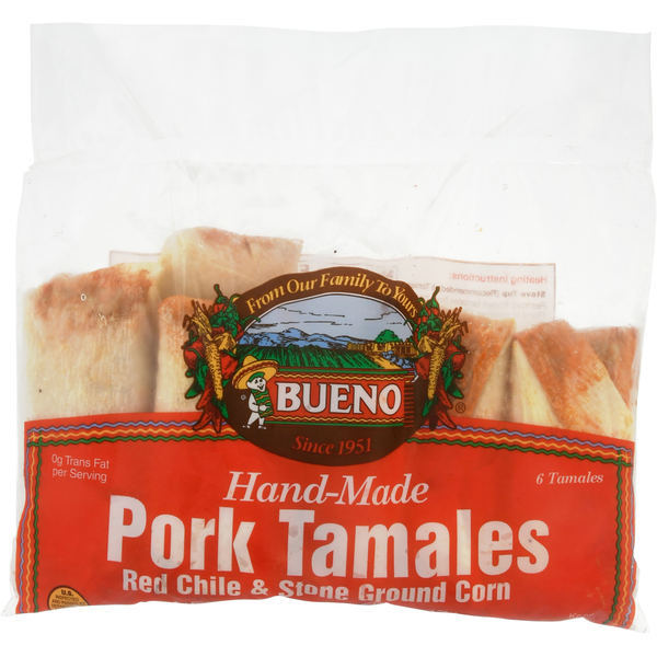 Frozen Meat & Seafood Bueno Foods Tamales, Pork, Red Chile & Stone Ground Corn hero