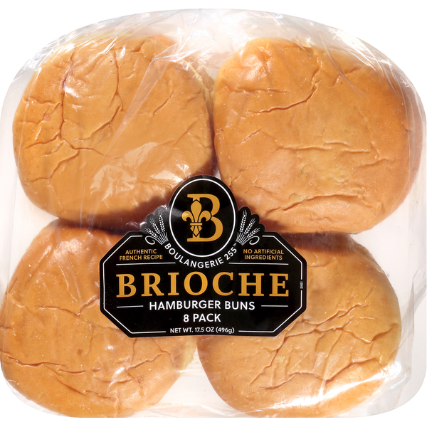 Buns & Rolls Boulangerie 255 Hamburger Buns, Brioche, 8 Pack hero