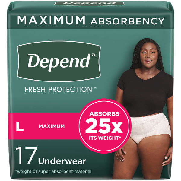 Feminine Care Depend Fresh Protection Women's Adult Incontinence Underwear, L, Blush hero