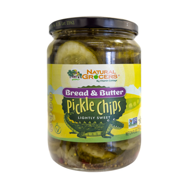 Natural Grocers Non-GMO Bread & Butter Pickles Chips hero