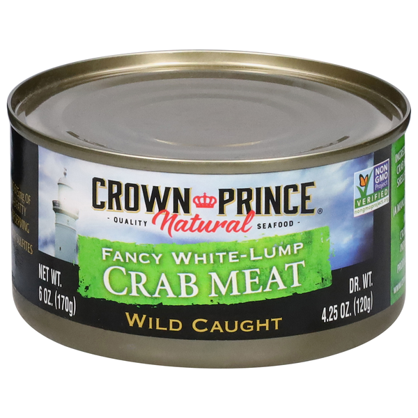 Canned Meat & Seafood Crown Prince Crab Meat, Fancy White-Lump, Wild Caught hero