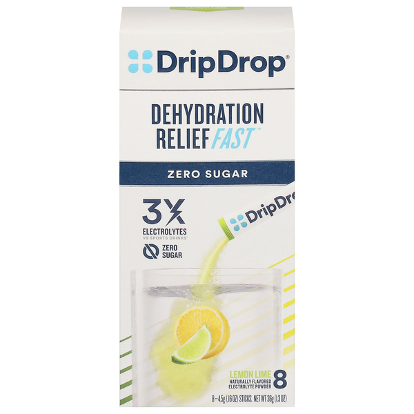 DripDrop Electrolyte Powder, Zero Sugar, Lemon Lime hero