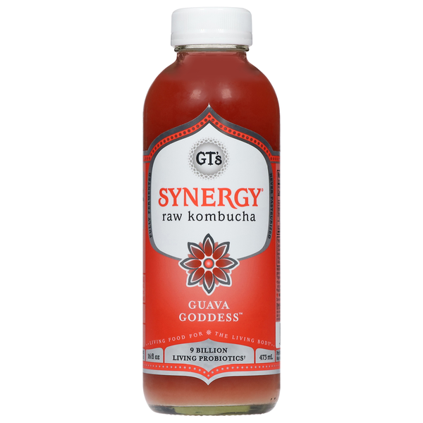 Kombucha GT's Living Foods Synergy Organic Kombucha Guava Goddess hero