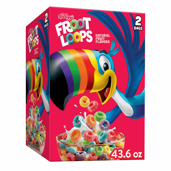 Cereal & Granola Kellogg Froot Loops Breakfast Cereal, Kids Cereal, Family Breakfast, Original hero