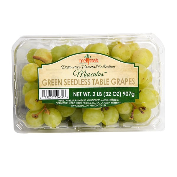 Fresh Fruits Melissa's Muscatos Green Seedless Table Grapes hero