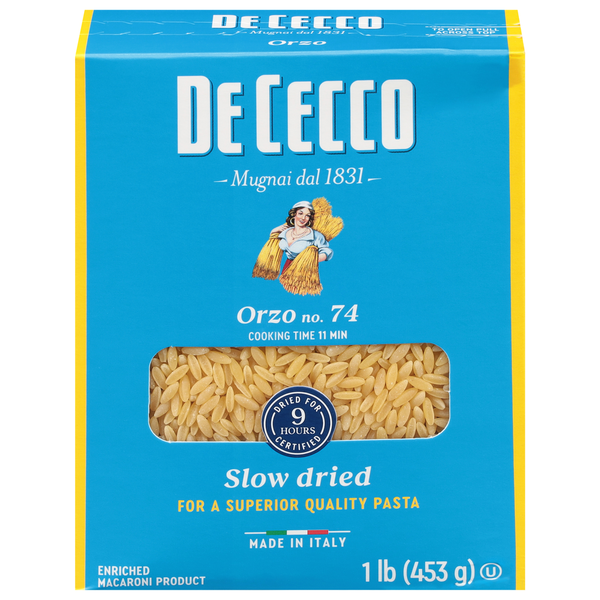 Dry Pasta De Cecco Orzo, No. 74 hero