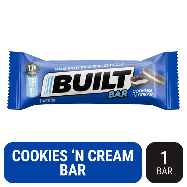 Breakfast Bars & Pastries BUILT Protein Bar, Cookies 'n Cream hero