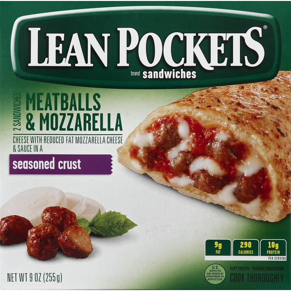 Frozen Meals Nestlé Lean Pockets Italian Style Meatballs and Mozzarella Frozen Sandwiches hero