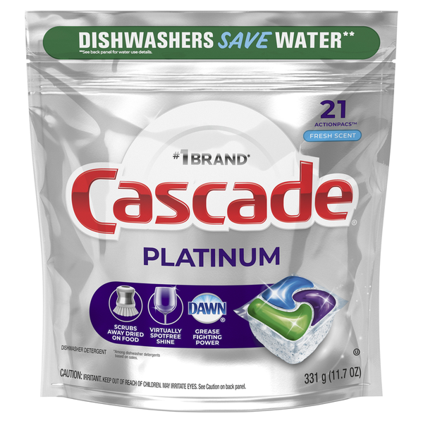 Dish Detergents Cascade Platinum Dishwasher Detergent Pods, Fresh hero