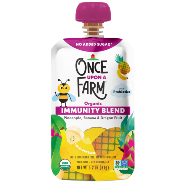 Yogurt Once Upon a Farm Pineapple, Banana & Dragon Fruit Immunity Blend hero