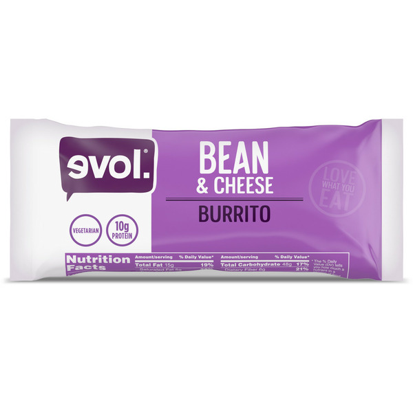 Frozen Meals Evol Bean and Cheese Burrito, Vegetarian, Frozen Meal hero