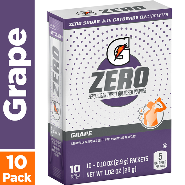 Cocoa & Drink Mixes Gatorade Zero Sugar Thirst Quencher Powder Grape hero