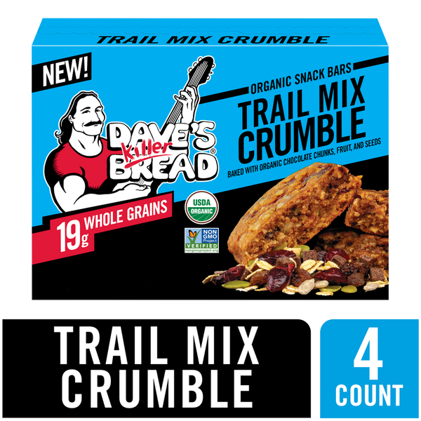 Trail Mix & Snack Mix Dave's Killer Bread Trail Mix Crumble Organic Snack Bars, 4 Individually Wrapped Snack Bars hero