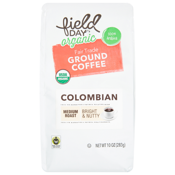 Coffee FIELD DAY Coffee, Ground, Organic, Colombian, Medium Roast, 100% Arabica hero