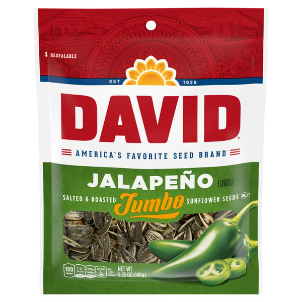 Nuts, Seeds & Dried Fruit DAVID Jalapeno Jumbo Sunflower Seeds hero