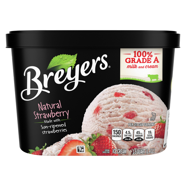 Ice Cream & Toppings Breyers Ice Cream, Natural Strawberry hero